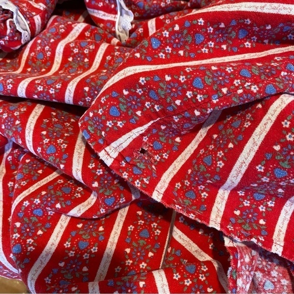 Lanz of Salzburg Red Floral Heart Print Flannel Nightgown Long Medium M Womens - Picture 9 of 10